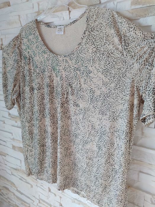 Bluzka mgiełka na krótki rękaw r.52 M&S mieniąca się