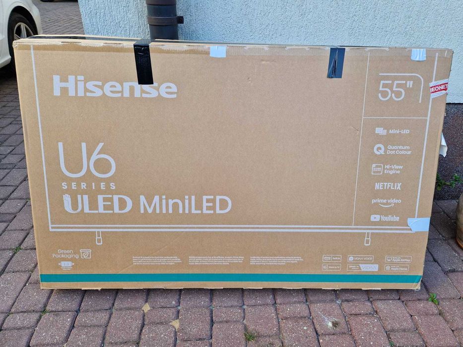 Nowy uszkodzony telewizor Hisense 55 cali 55U6NQ pęknięta matryca