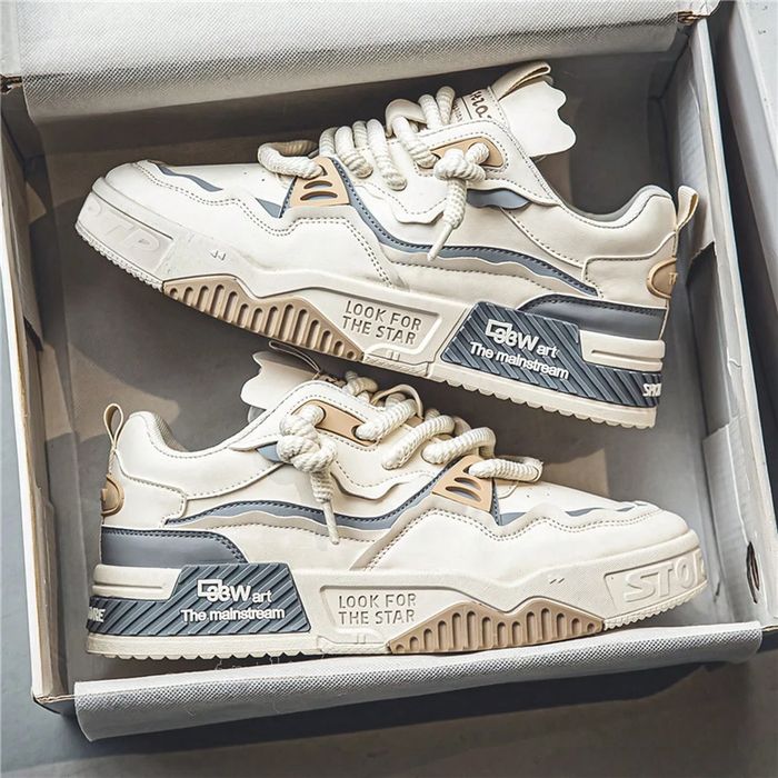 Sneakersy męskie beżowe sznurowane na grubej podeszwie casual SHEIN 42
