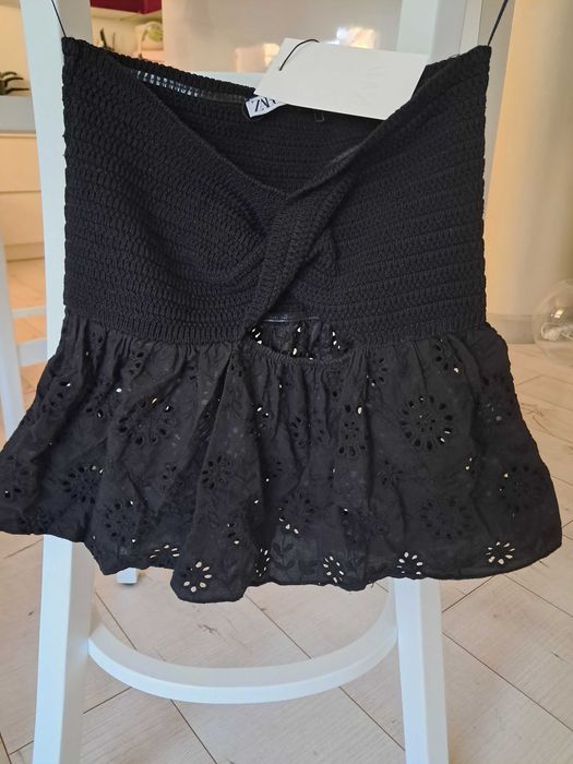 Czarny bawełniany top Zara