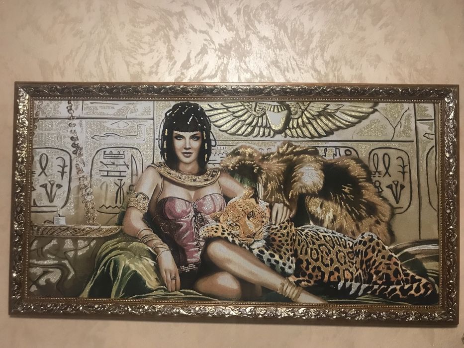 Картина девушка с тигром 120*65