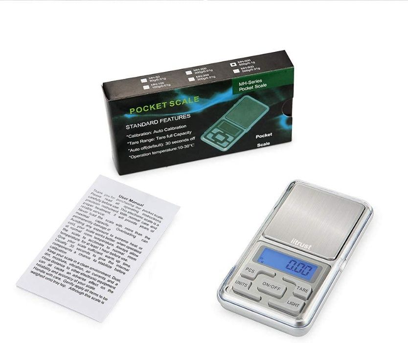 Balança digital aço inoxidável 0.01 - 500g ecrã LCD Joias Café Cozinha