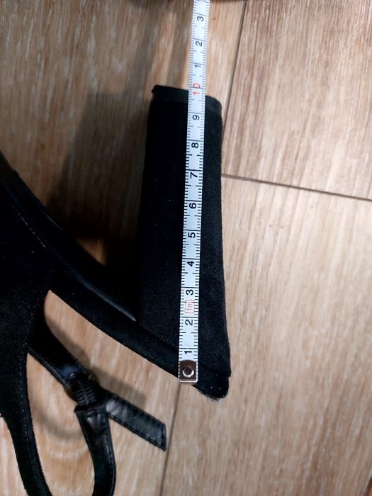 Czarne sandały  wysoki obcas zamsz rozmiar 37