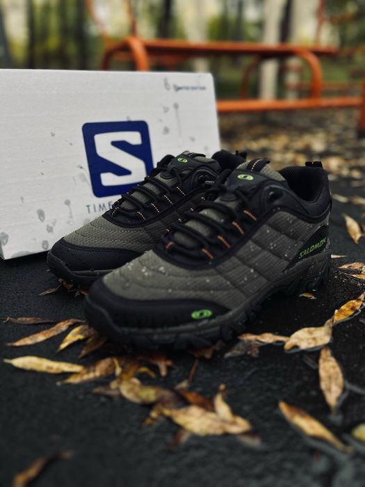 Мужские кроссовки хаки термо salomon Gore-Tex WaterProof  не пропускают воду трекинговые кросовки саламон для дождливой погоды саломон