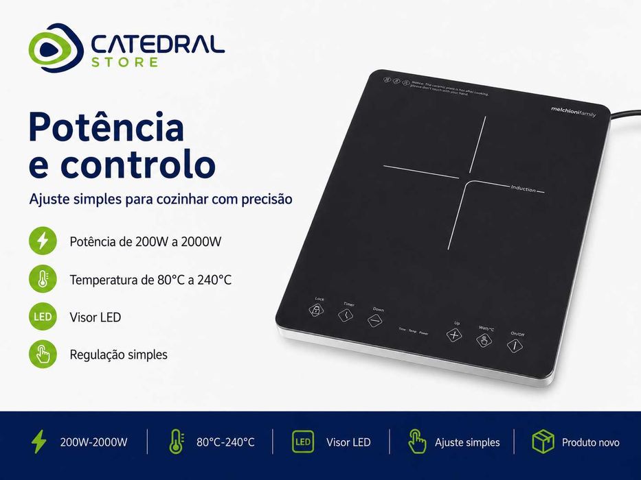 Placa de Indução Vitrocerâmica 2000W MelchioniFamily