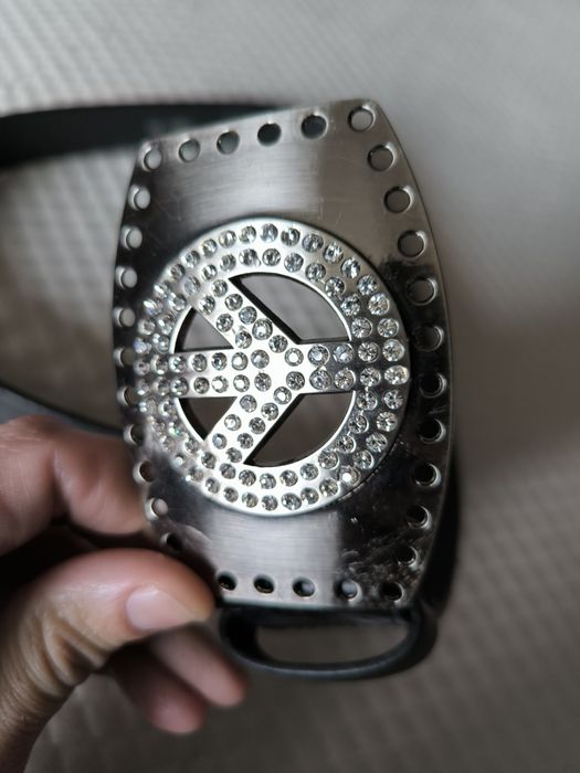 Pasek damski czarny z błyszczącą klamrą Pracę pokój pacyfka S skóra