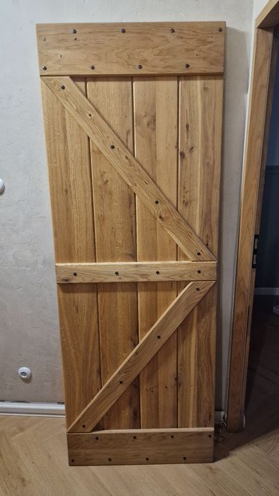 Drzwi przesuwane drewniane dębowe