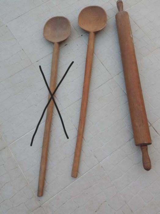 Conjunto Cozinha XXL Artesanal Madeira: 1 Colher + Rolo da Massa