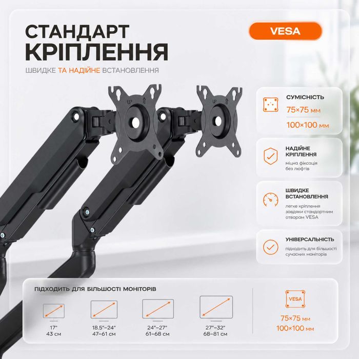 Настільне кріплення для монітора ITech MBSG-04F 17"-32"