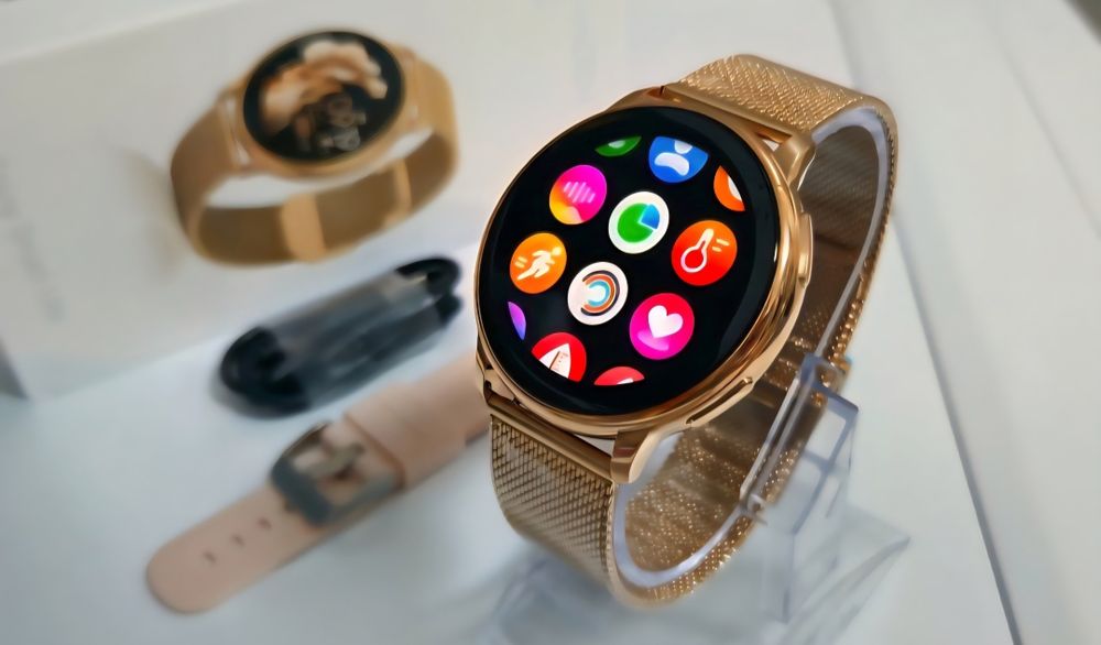 Smartwatch damski złoty bransoleta pasek funkcję medyczne