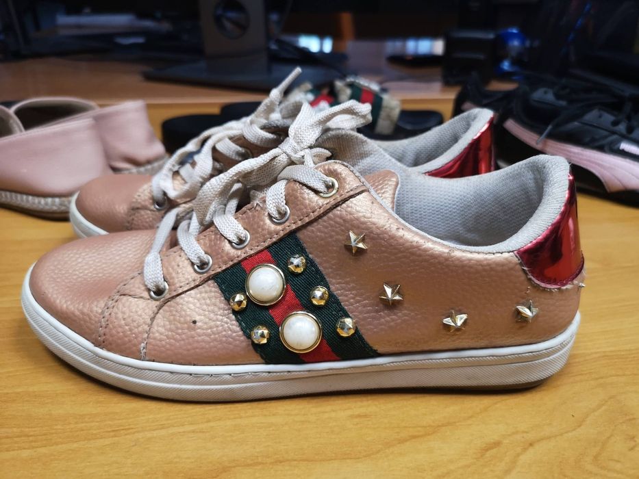 Buty trampki sneakersy Gucci złote ozdobne 38