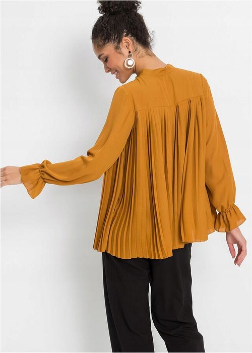 B.P.C miodowa bluzka plisowana z krawatką ^34