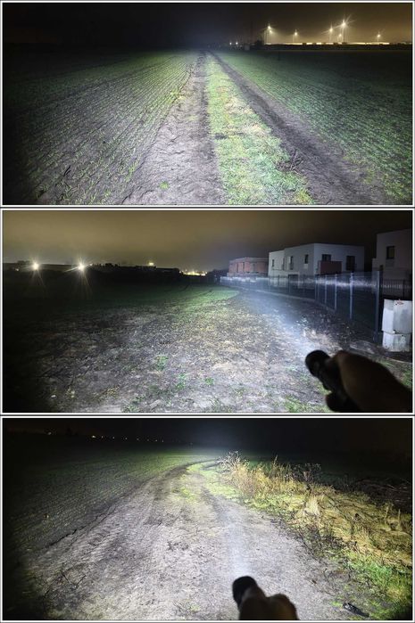 4-diodowa latarka, poręczna, zbalansowana, poprawiona, 4500LM, ->500m