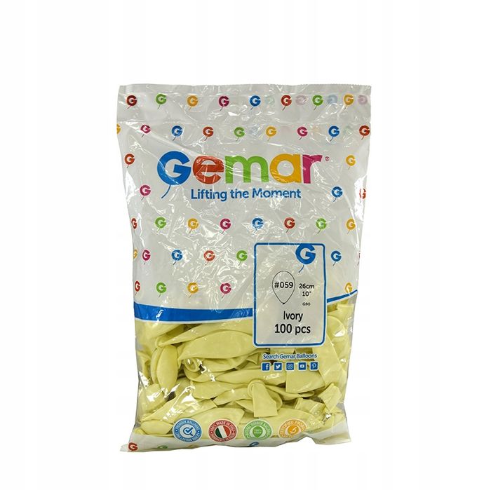 balony pastelowe kość słoniowa gemar 10" 100 szt profesjonalne wesele