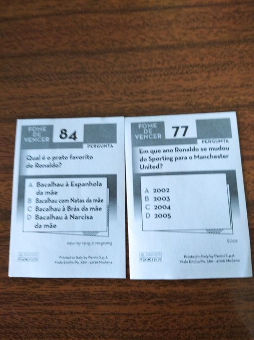 2 cromos do Ronaldo da coleção da Panini