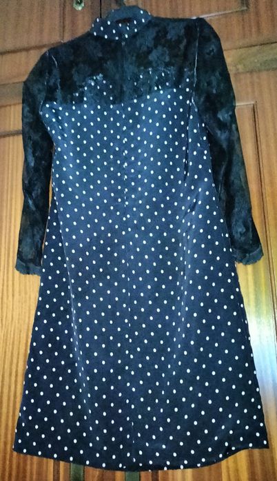 Vestido Preto c/Pintas Brancas