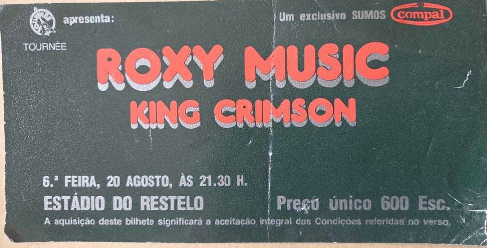 Bilhetes antigos concertos rock