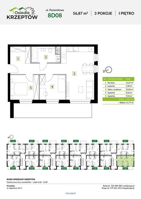 Mieszkanie na sprzedaż, 3 pokoje, 76 m², Krzeptów