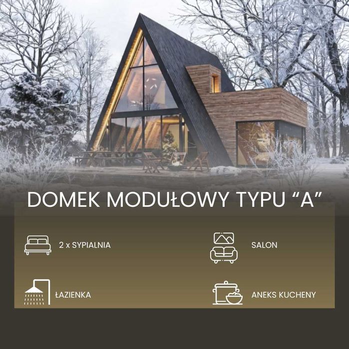 Nowoczesny Dom Modułowy A-Frame z Antresolą , na zgłoszenie, glamping