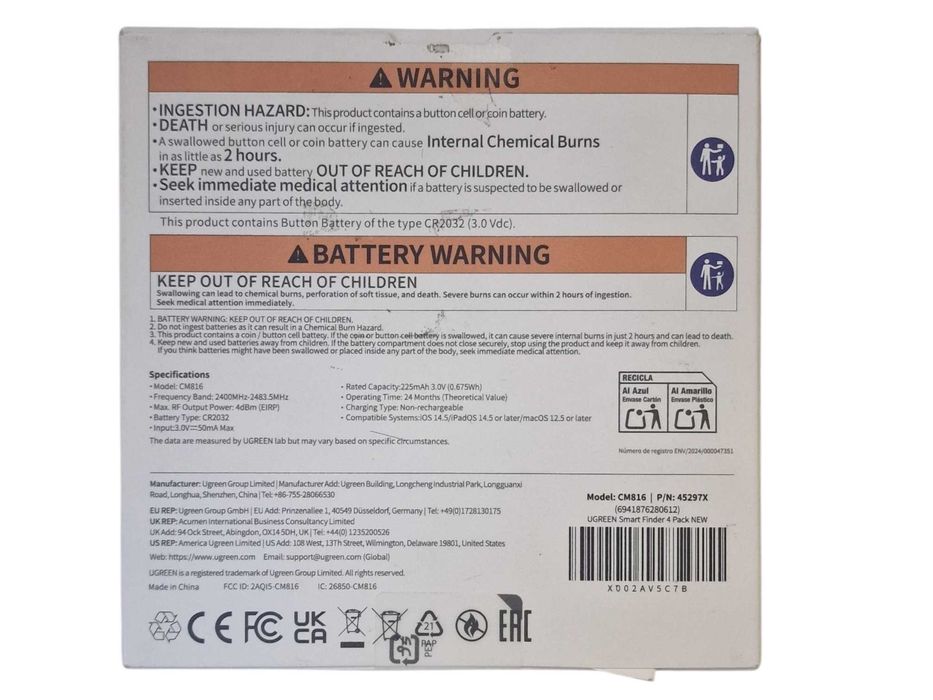UGREEN Inteligentny lokalizator CM816 Smart Finder IPhone IPad Mac 4-pak