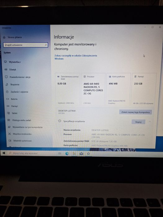 Laptop asus F555B 8/240 GB radeon AMD