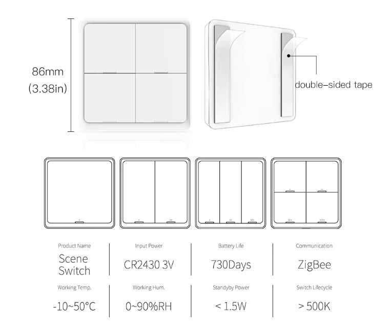 Zigbee Smart Перемикач MOES бездротовий 4кл