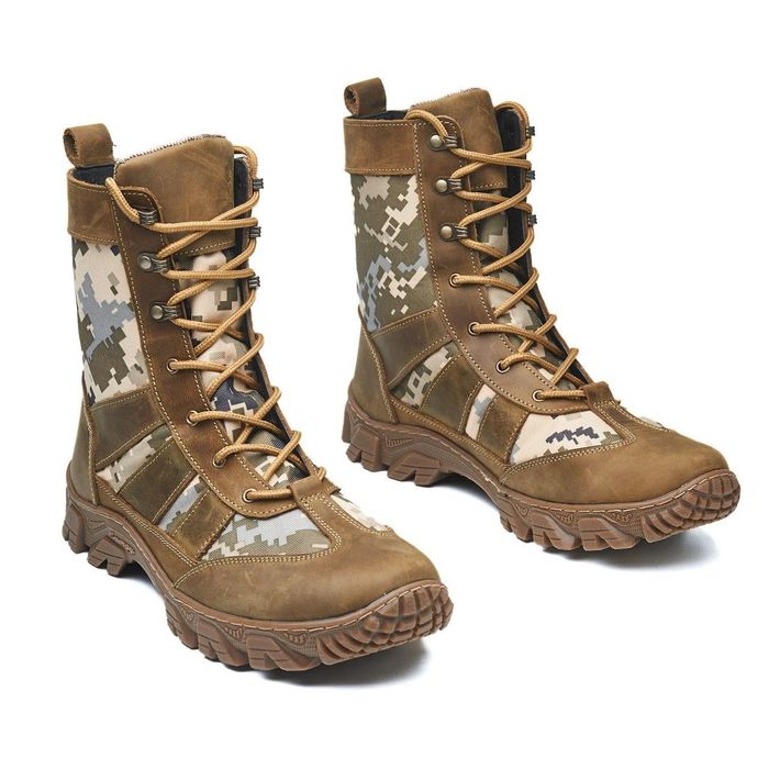 Легкі тактичні чоловічі берці шкіряні + вставки кордура берцы легкие