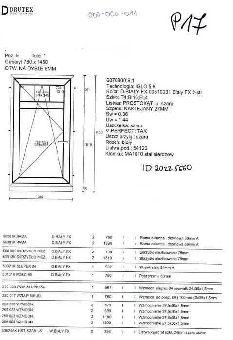 Okno DRUTEX Iglo 5 Classic –780x1450 –Outlet –Transport Gratis P17