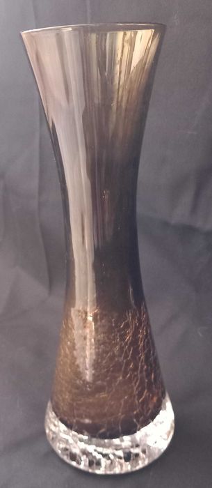 Vaso de vidro vintage, anos 60, design craquelado de Ingrid Glashütte