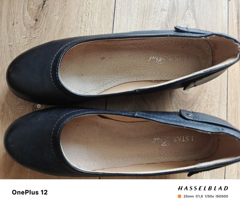 Półbuty koturn skóra 38