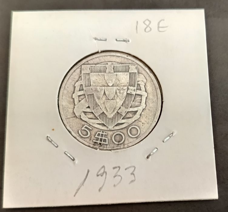 5$00 em prata de 1933 Caravelas Portuguesas