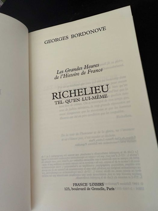 Georges Bordonove – Richelieu tel qu'en lui-même (Biografia em FR)