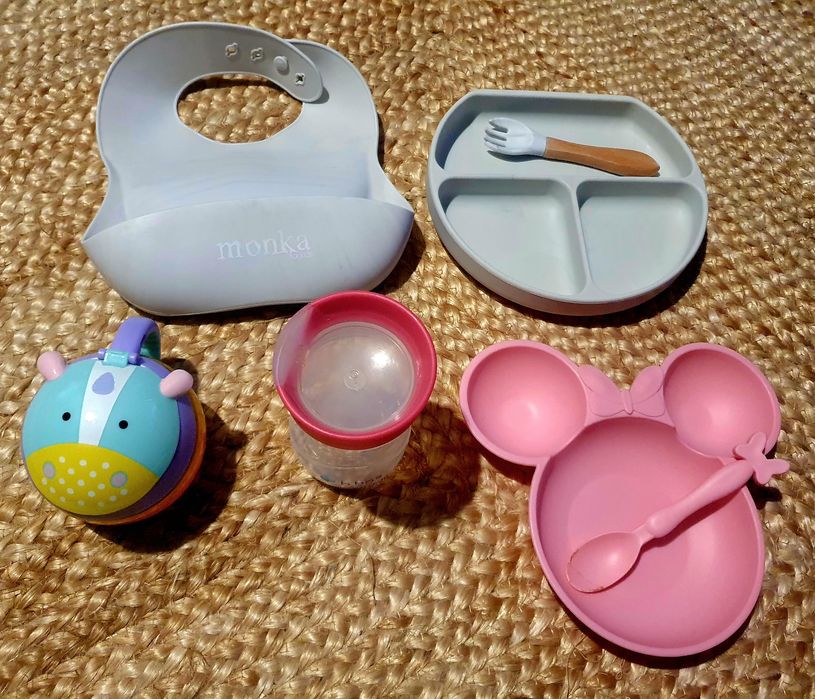 Zestaw obiadowy Skip Hop B.Box Monka śliniak kubek talerzyk