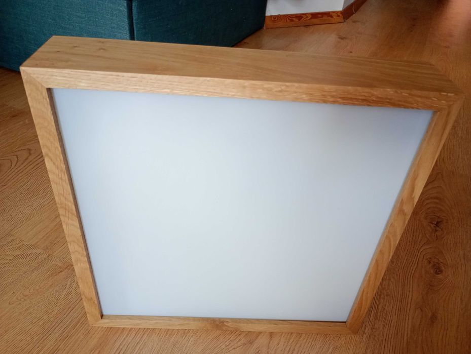 Lampa sufitowa LEJA kwadrat 385mm DĄB, stolarnia Pika, polska produkcja