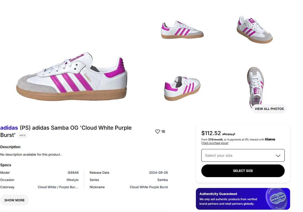 Детские кроссовки Adidas Samba OG (34р.21,5-22см.)