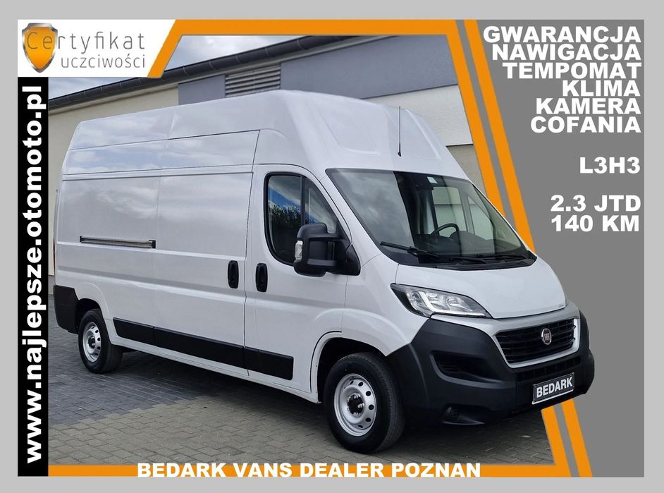 Fiat Ducato, L3H3, nawigacja, tempomat, kamera cofania, klima  Gwarancja, L3H3, nawigacja, tempomat, kamera cofania, klima