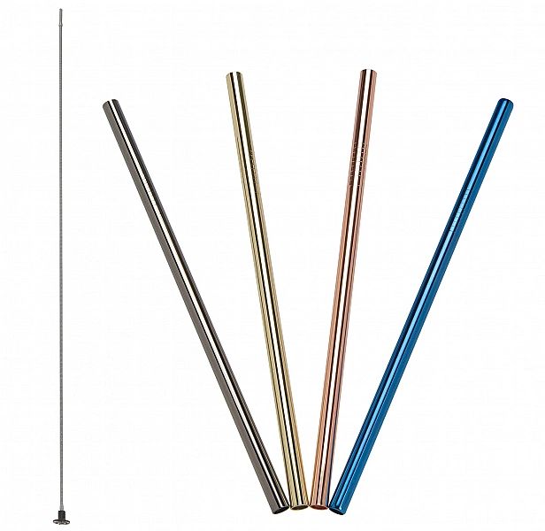 Stalowe słomki do napojów Lurch, 4 szt., kolorowe, 21,5 cm