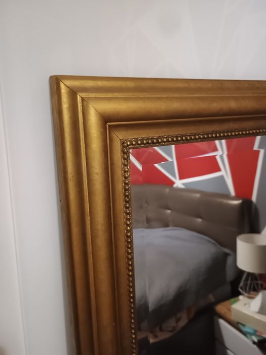 Lustro wiszące ścienne 140 x 50 solidne złote