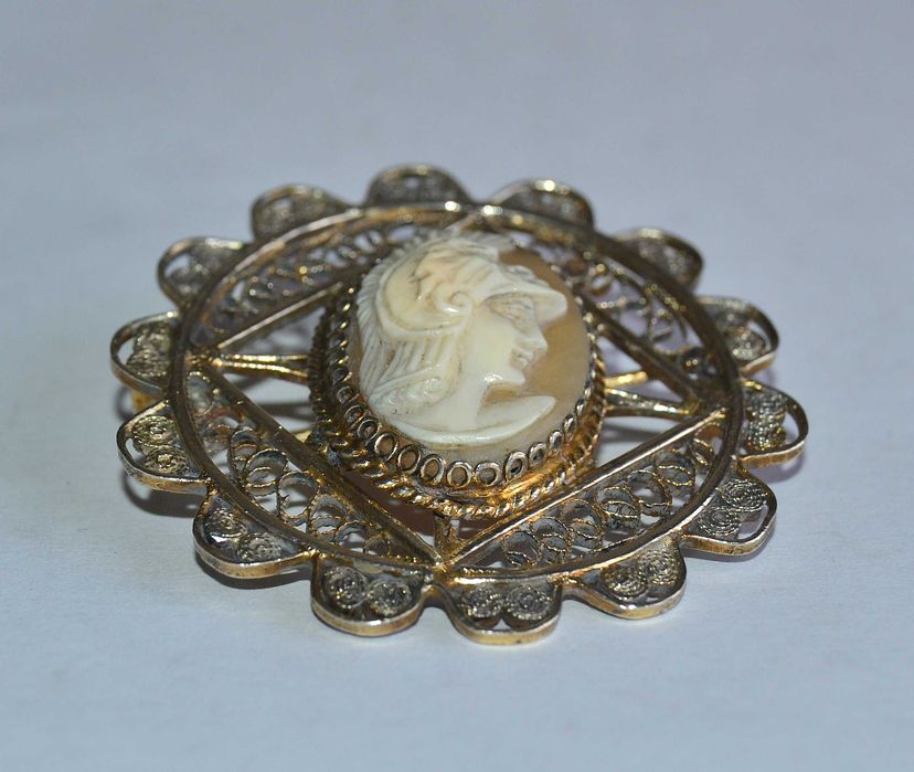 Anfinete Camafeu Antigo Em Prata