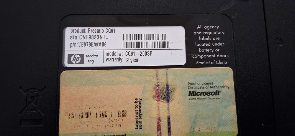 Notbook  hp compaq presario