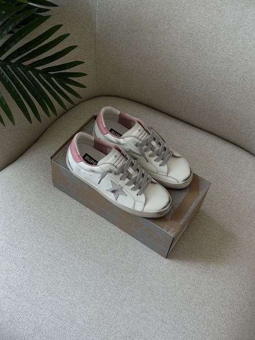 Жіночі крсоівки Golden Goose SuperStar with Gray Suede Star and Pink голден гус шкіряні