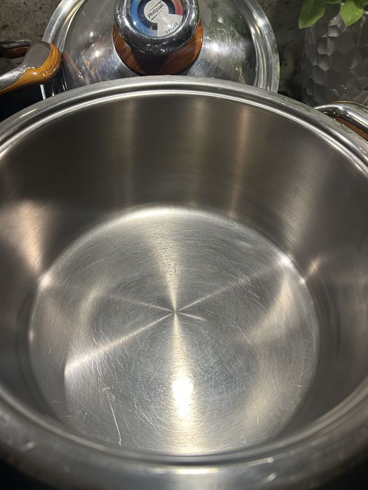 3 garnki Philipiak plus 2 pojemniki i durszlak