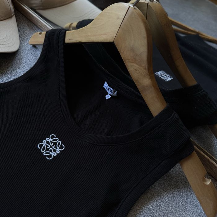 Жіноча чорна преміум майка топ в рубчик Loewe оригінал розмір M/L