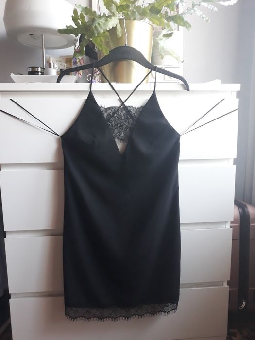 nowa czarna sukienka Topshop z koronką 34 XS