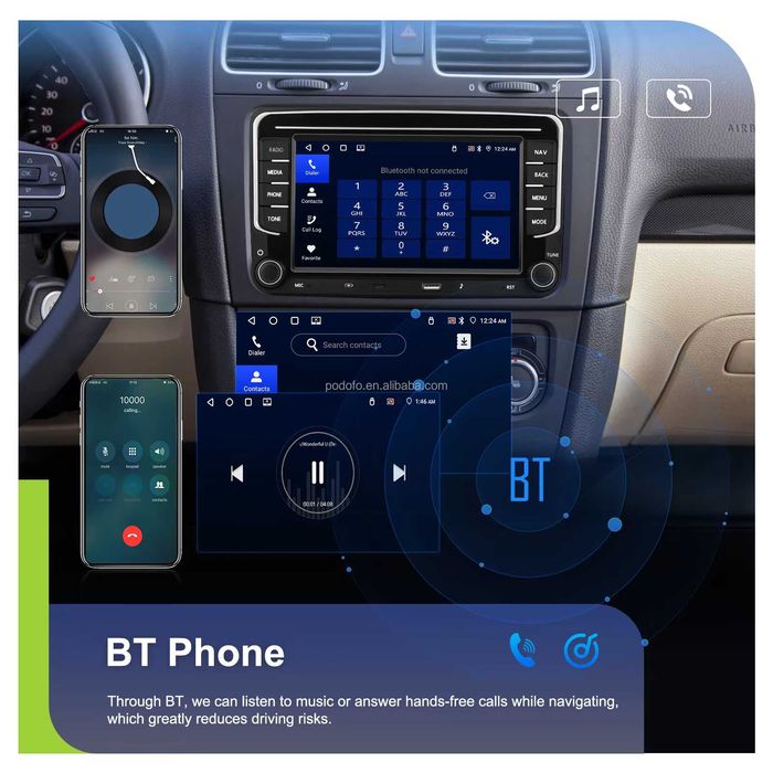 Rádio 4/64GB VW Golf Polo Passat Skoda Seat Carplay Android Auto GPS