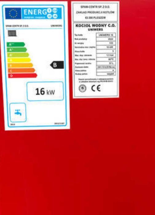 Piec kocioł na drewno i węgiel 16 kW do 140 m2