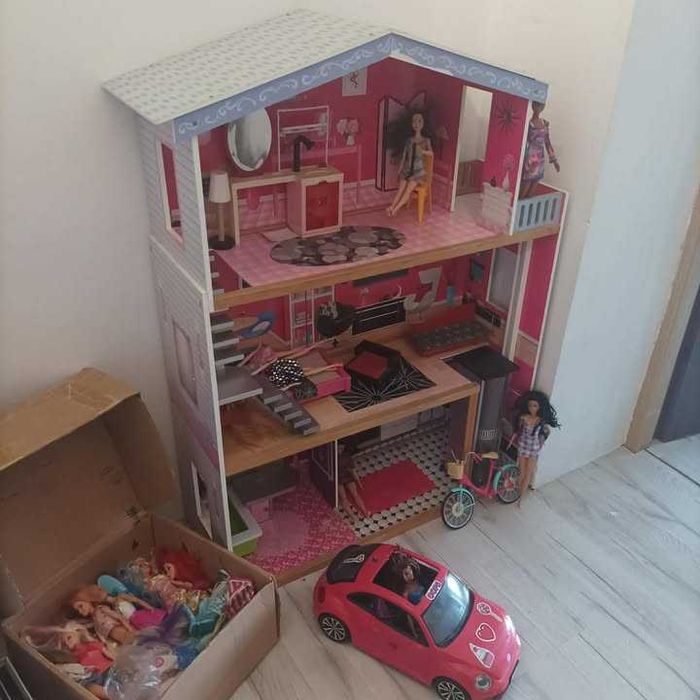 domek duży dla lalek barbie plus auto rower dla barbie i lalki