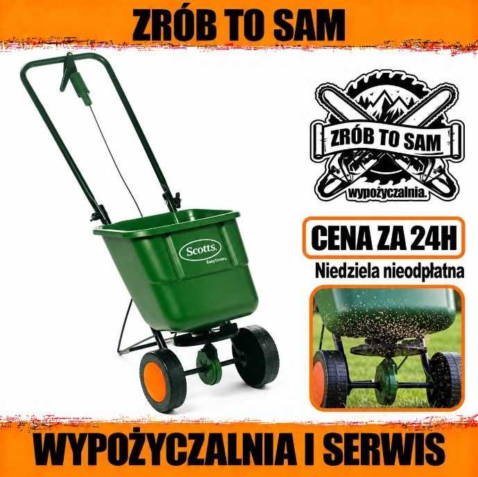 Siewnik rozsiewacz do trawy ziaren nawozu granulowanego Scotts trawnik trawa wynajem