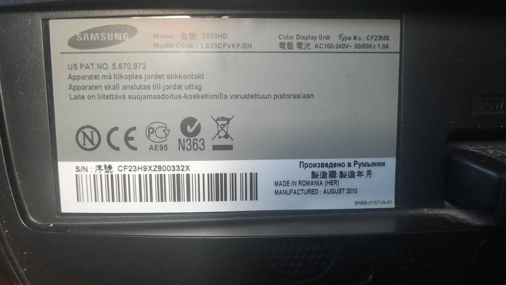 Monitor LCD Samsung Syncmaster 2333HD 23