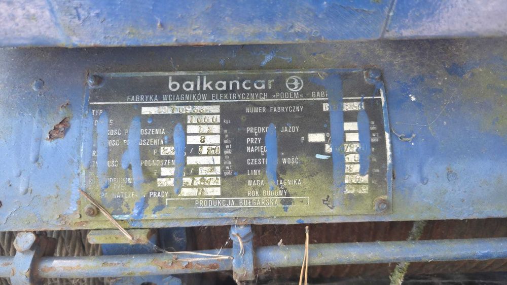 Elektrowciąg Balkancar 1000kg, suwnica, wciągarka elektryczna